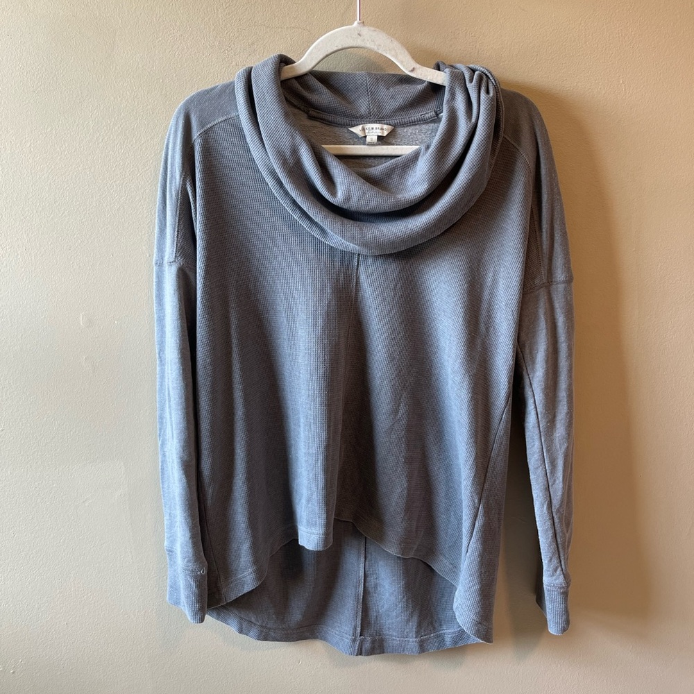 Lucky Brand grey waffle knit cowl neck tunic small